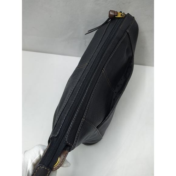 Fossil Black Leather Zipper Pockets Crossbody Bag - Picture 9 of 16